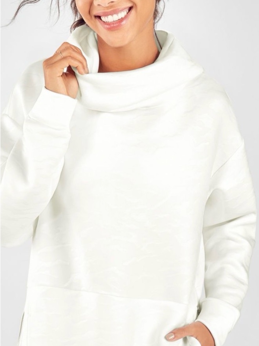 Fabletics Lotta Cocoon Hoodie II Iced Camo Cowl Neck Funnel Sweater